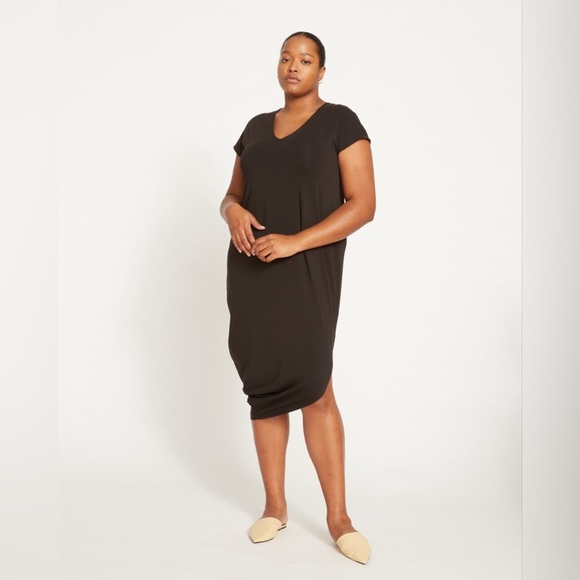 Universal Standard M(18-20) Asymmetrical Black Jersey Casual Neutral Dress - Picture 4 of 11